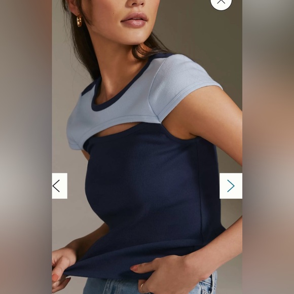 NWOT Maeve Cutout Colorblock Baby Tee in size L - Picture 3 of 7